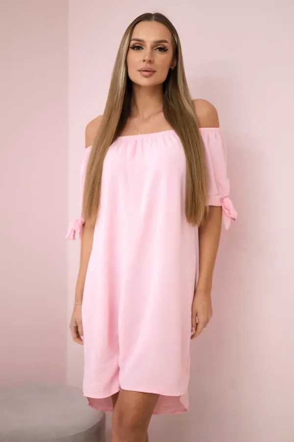 Kesi Włoski Kesi Włoski Dress tied on the sleeves light powder pink