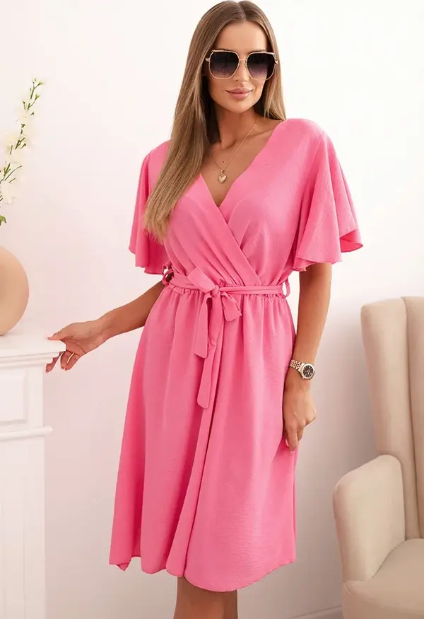 Kesi Włoski Kesi Włoski Dress with a crossover neckline light pink