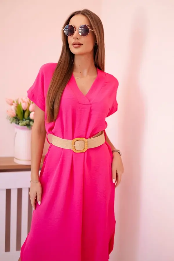 Kesi Włoski Kesi Włoski Dress with a decorative belt pink