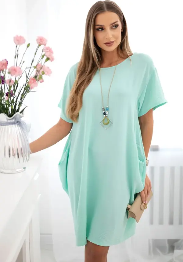 Kesi Włoski Kesi Włoski Dress with pockets and pendant light khaki