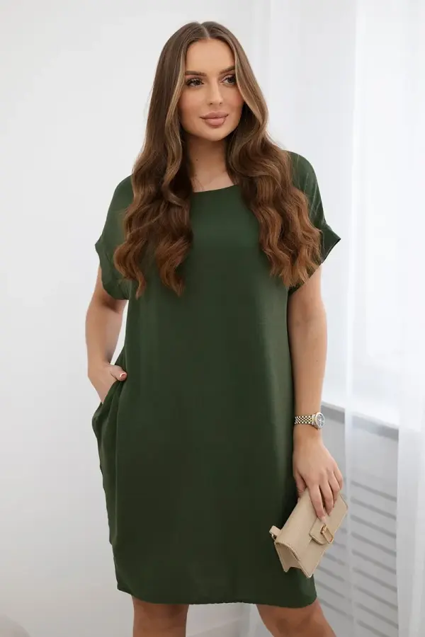 Kesi Włoski Kesi Włoski Dress with pockets khaki