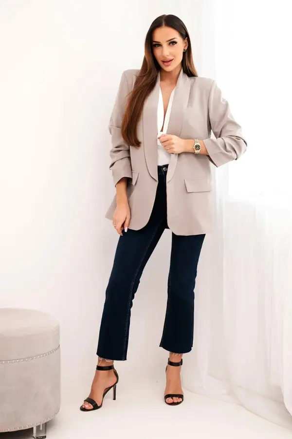 Kesi Włoski Kesi Włoski Elegant jacket with lapels dark beige
