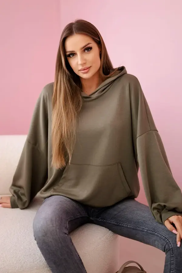 Kesi Włoski Kesi Włoski Hoodie made of Butter fabric khaki