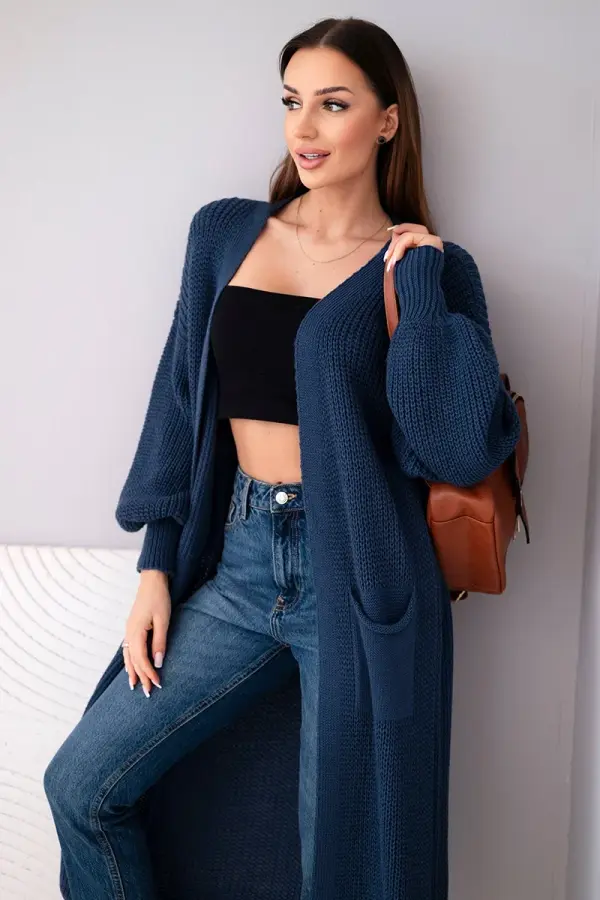 Kesi Włoski Kesi Włoski Long cardigan sweater dark denim