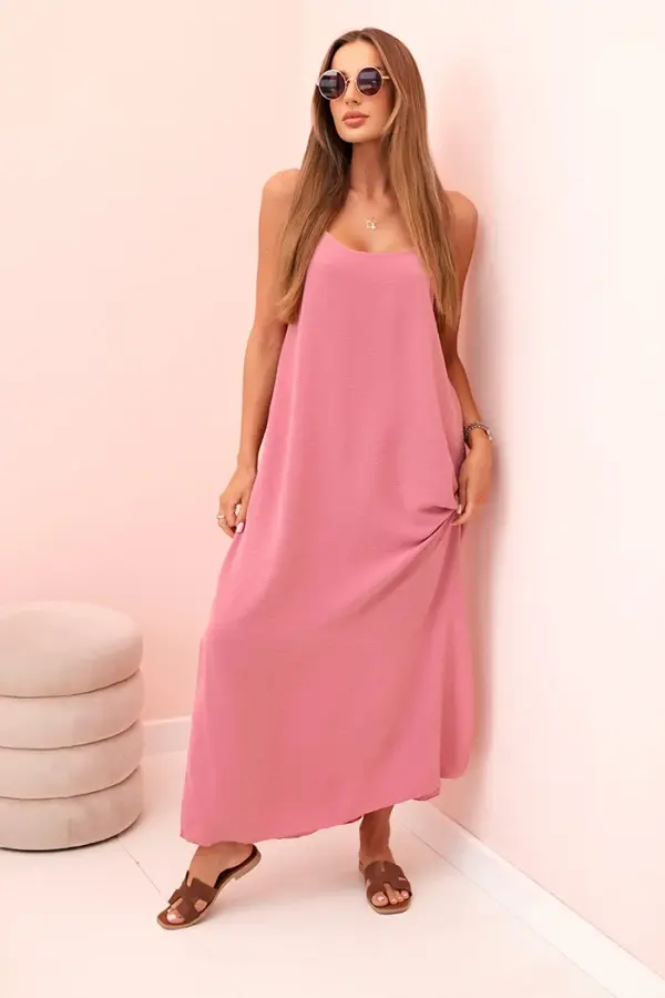 Kesi Włoski Kesi Włoski Long dress with straps dark pink