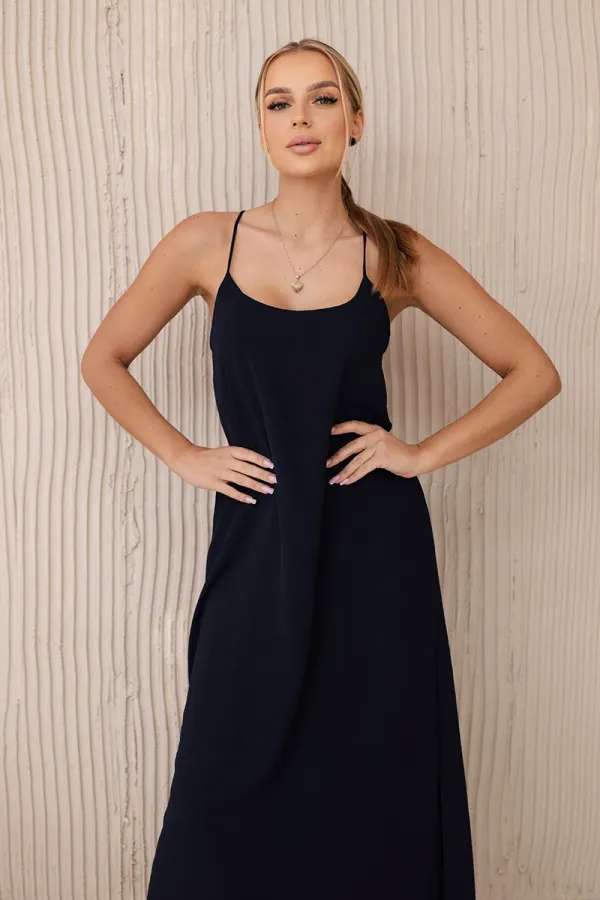 Kesi Włoski Kesi Włoski Long dress with straps navy blue