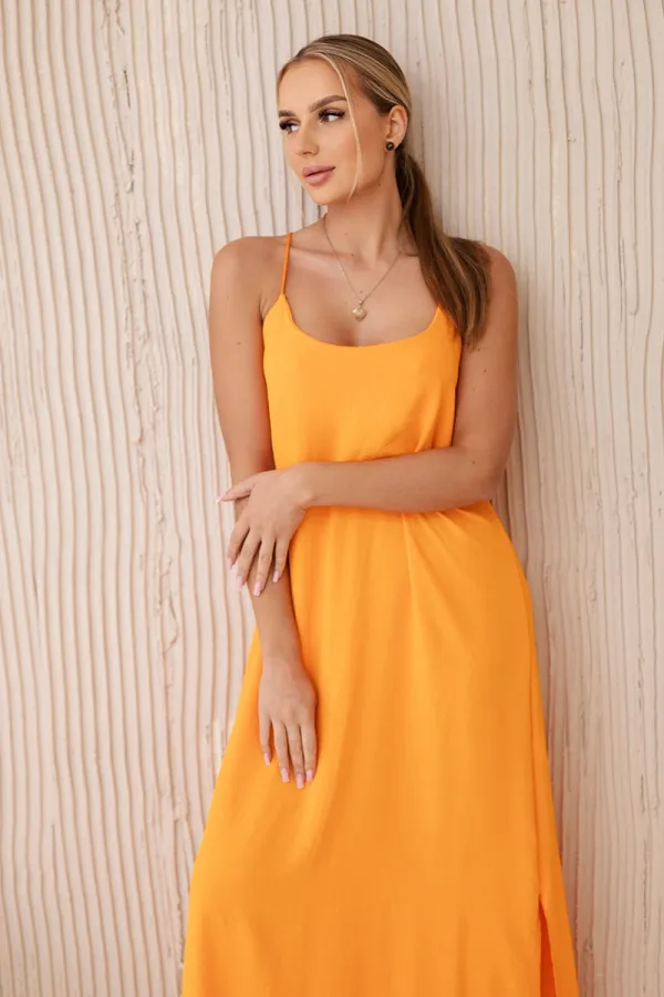 Kesi Włoski Kesi Włoski Long dress with straps orange