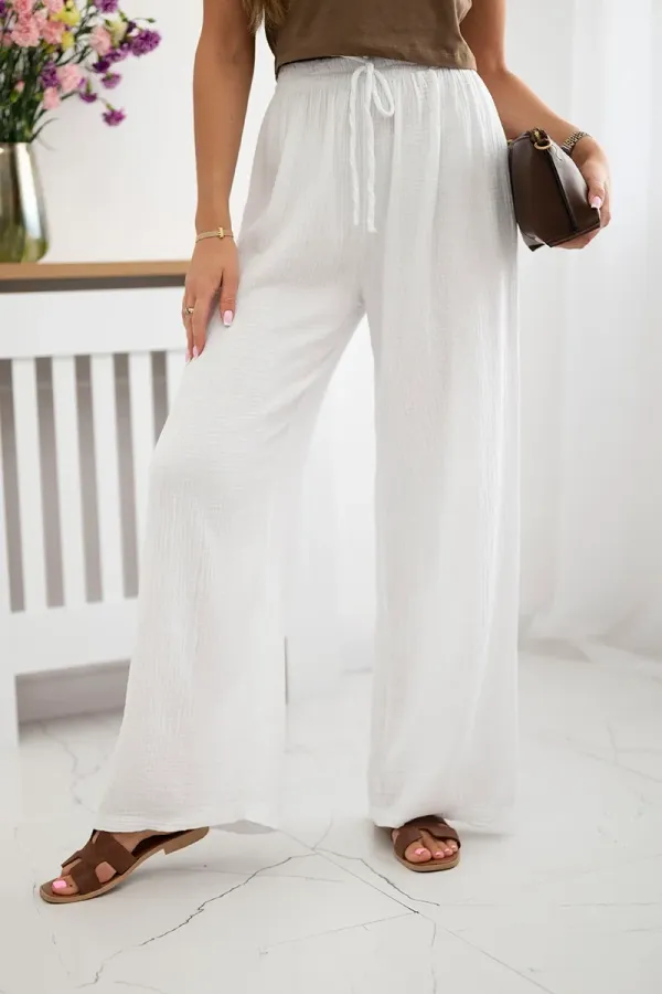 Kesi Włoski Kesi Włoski Muslin pants with a wide leg white