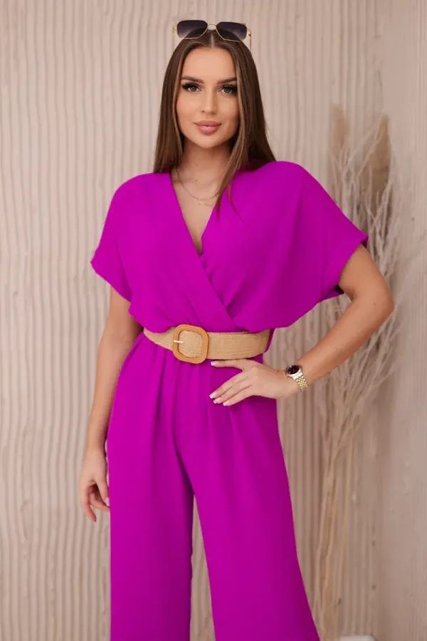 Kesi Włoski Kesi Włoski Overalls with a decorative belt at the waist purple