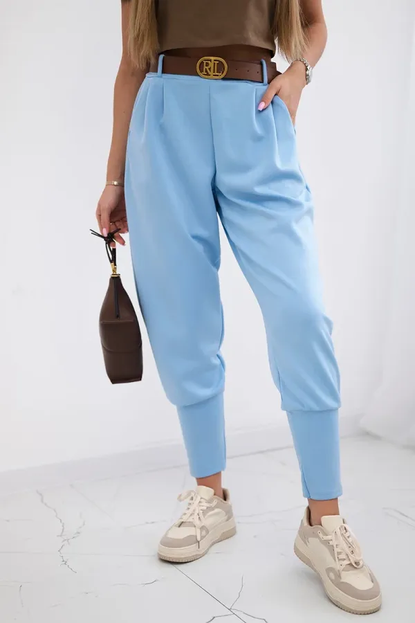 Kesi Włoski Kesi Włoski Pants with belt and pockets blue