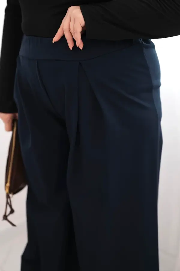 Kesi Włoski Kesi Włoski Plus Size women's pants with wide legs and pleats navy