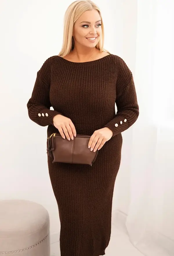 Kesi Włoski Kesi Włoski Plus Size women's sweater dress with mohair chocolate