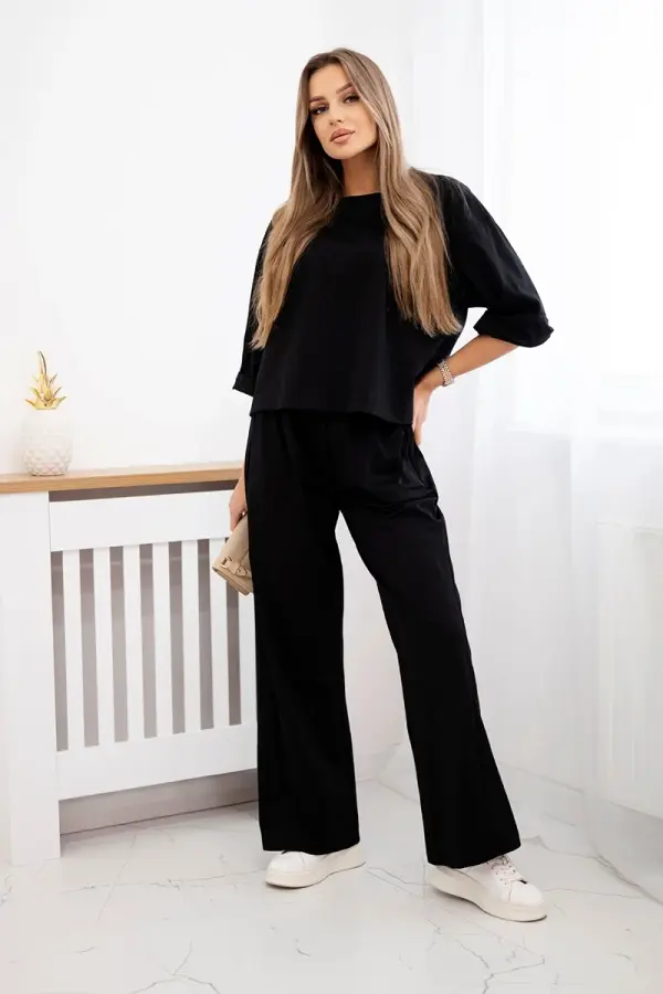 Kesi Włoski Kesi Włoski Punto set blouse + wide-leg pants black