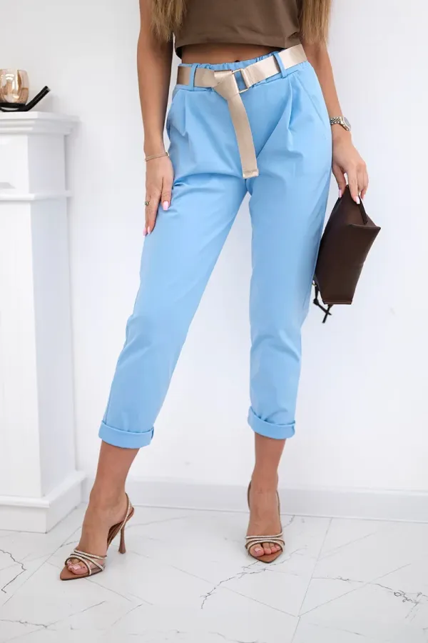Kesi Włoski Kesi Włoski Punto trousers with belt blue