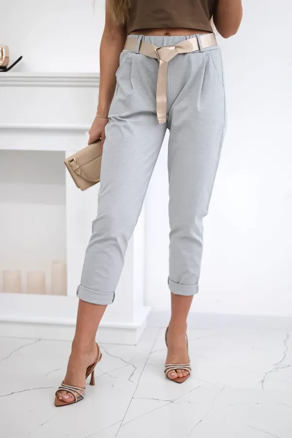 Kesi Włoski Kesi Włoski Punto trousers with belt grey