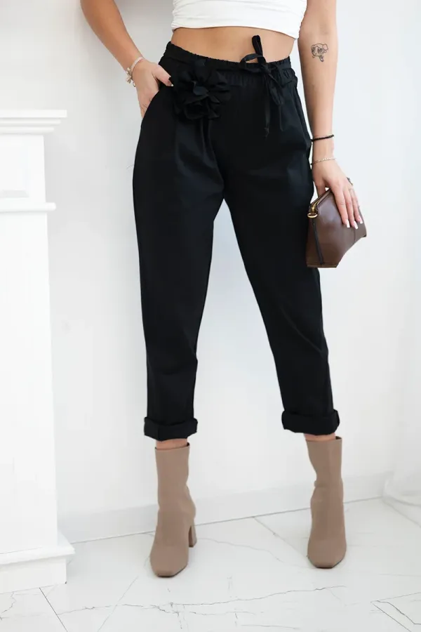 Kesi Włoski Kesi Włoski Punto trousers with decorative flower black