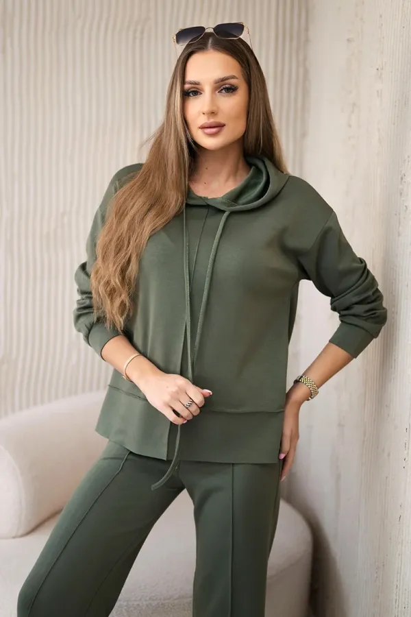 Kesi Włoski Kesi Włoski Set hoodie + pants buttery fabric khaki