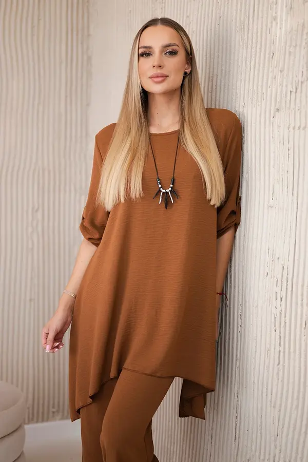 Kesi Włoski Kesi Włoski Set of blouse + pants with pendant camel