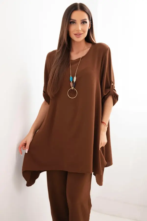 Kesi Włoski Kesi Włoski Set of blouse + pants with pendant camel