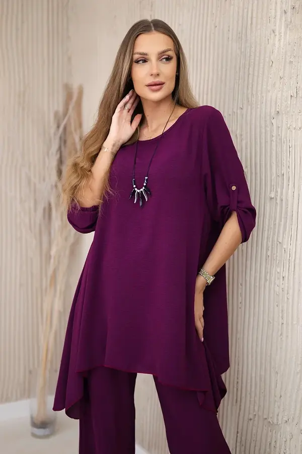 Kesi Włoski Kesi Włoski Set of blouse + pants with pendant dark khaki