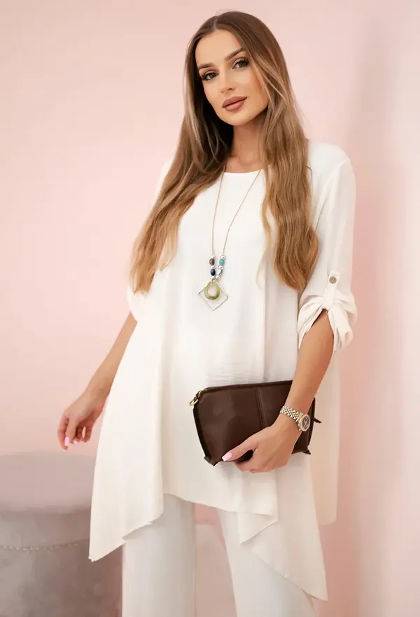 Kesi Włoski Kesi Włoski Set of blouse + pants with pendant light beige
