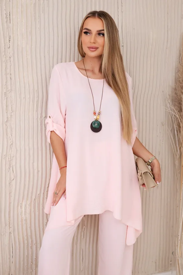 Kesi Włoski Kesi Włoski Set of blouse + pants with pendant light khaki