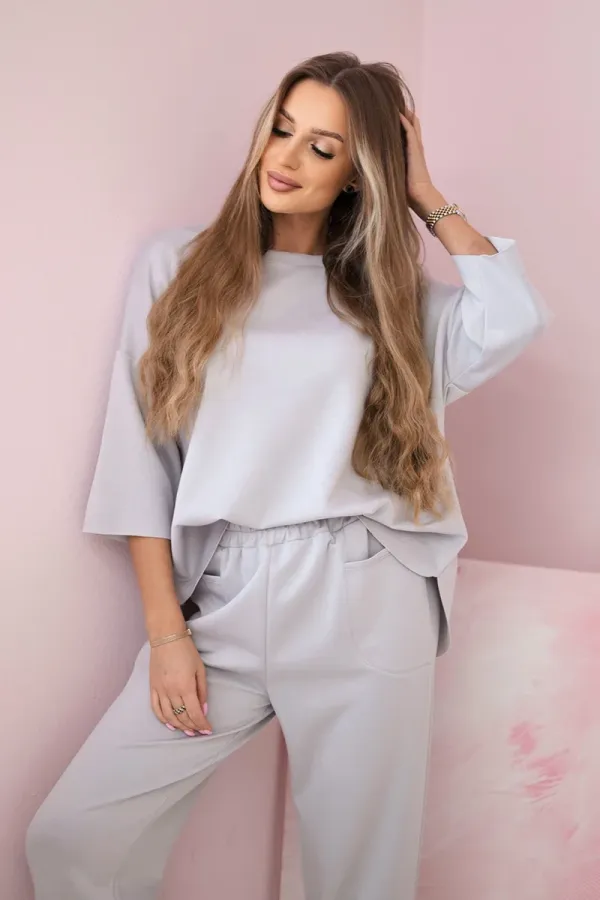 Kesi Włoski Kesi Włoski Set sweatshirt + pants buttery fabric grey