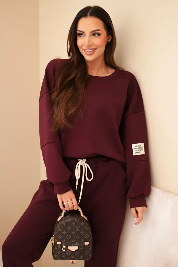 Kesi Włoski Kesi Włoski Set sweatshirt + pants dark burgundy butter
