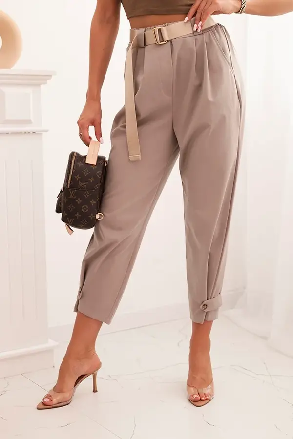 Kesi Włoski Kesi Włoski Summer Punto pants with fastening at the legs fango