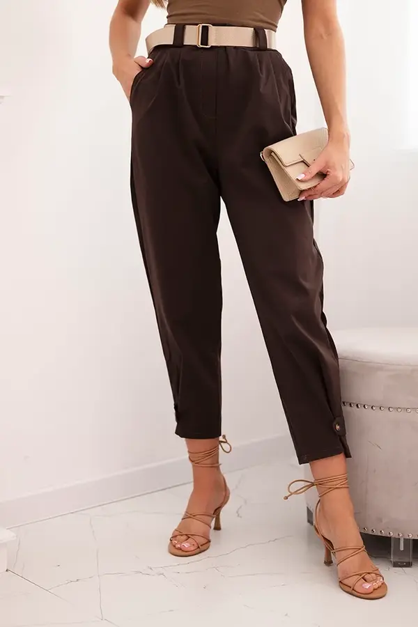 Kesi Włoski Kesi Włoski Summer Punto trousers with leg closure brown