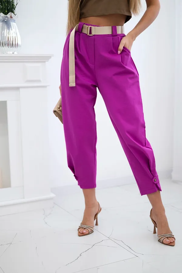 Kesi Włoski Kesi Włoski Summer Punto trousers with leg closure violet
