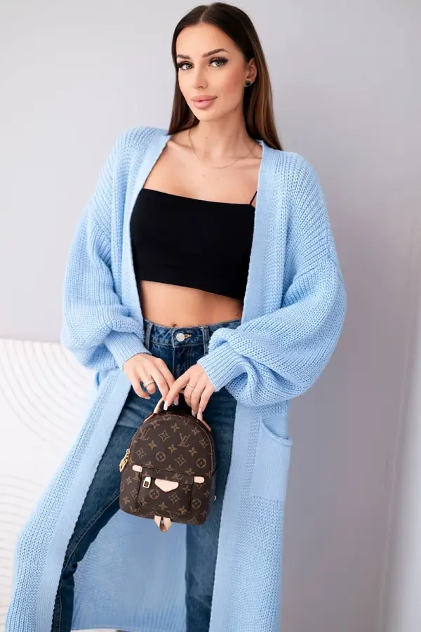 Kesi Włoski Kesi Włoski Sweater long cardigan blue