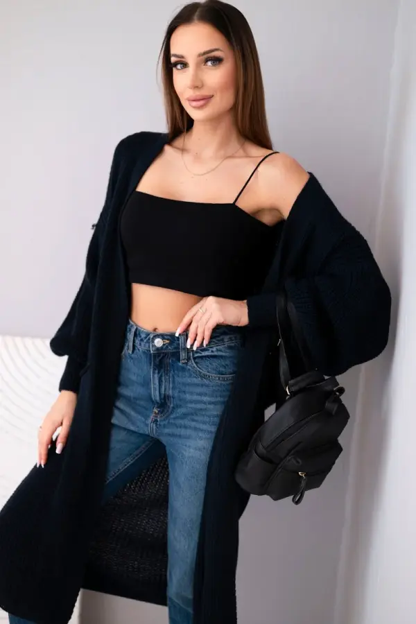 Kesi Włoski Kesi Włoski Sweater long cardigan Dark denim