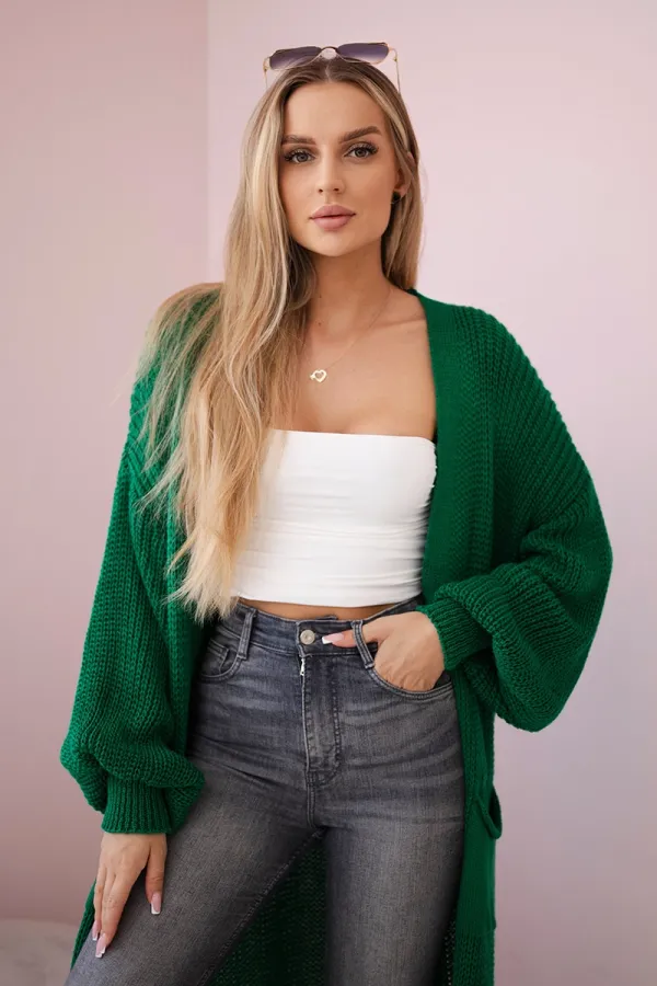 Kesi Włoski Kesi Włoski Sweater long cardigan green