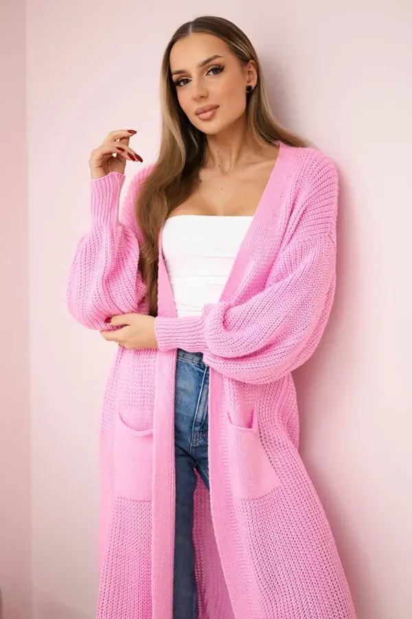 Kesi Włoski Kesi Włoski Sweater long cardigan light pink