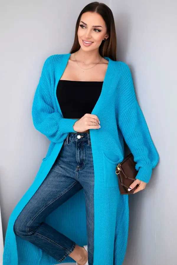 Kesi Włoski Kesi Włoski Sweater long cardigan turquoise