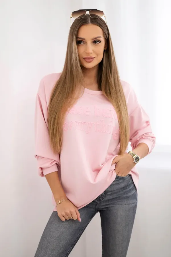 Kesi Włoski Kesi Włoski Sweatshirt with embroidered inscription powder pink