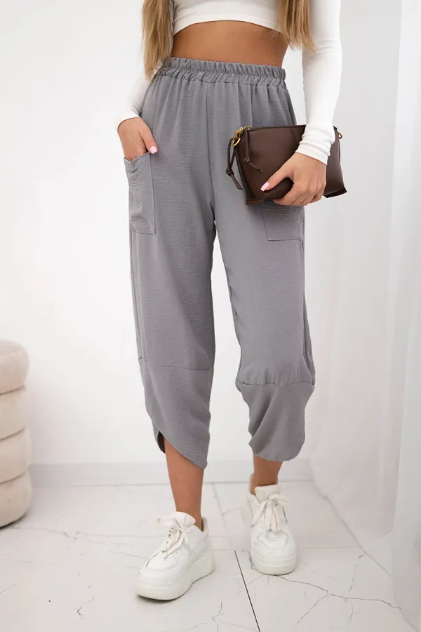 Kesi Włoski Kesi Włoski Trousers with wide leg and pockets dark gray