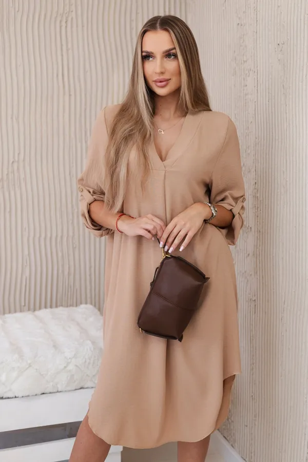 Kesi Włoski Kesi Włoski V-neck dress camel