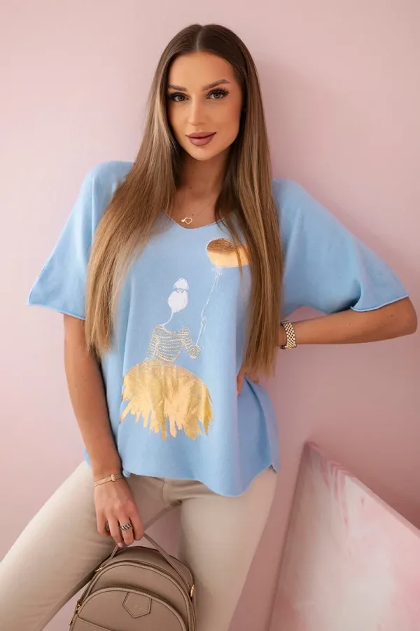 Kesi Włoski Kesi Włoski V-neck sweater blouse blue