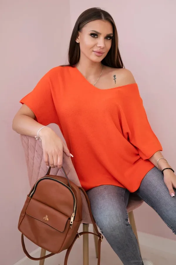 Kesi Włoski Kesi Włoski V-neck sweater blouse orange