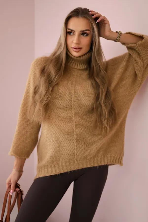 Kesi Włoski Kesi Włoski V-neck sweater ginger Ingwer camel