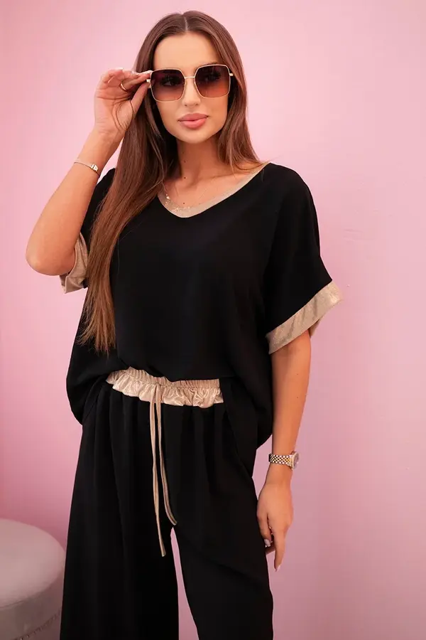 Kesi Włoski Kesi Włoski Viscose set with golden trim black