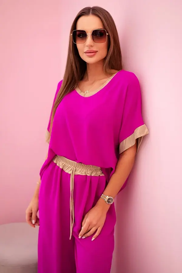 Kesi Włoski Kesi Włoski Viscose set with golden trim dark purple