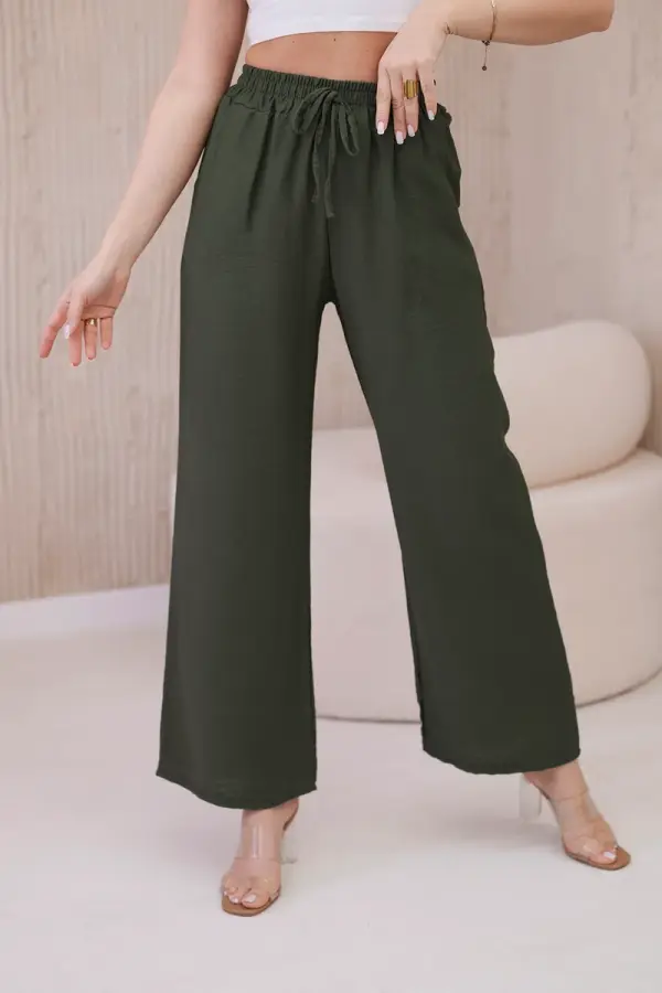Kesi Włoski Kesi Włoski Viscose wide-leg trousers khaki