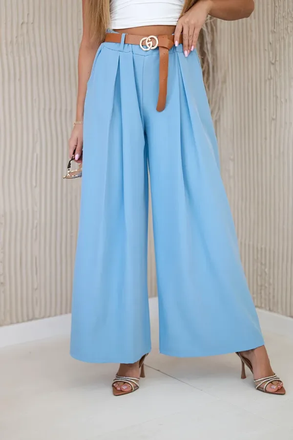 Kesi Włoski Kesi Włoski Wide-leg belted trousers blue