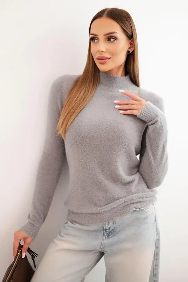 Kesi Włoski Kesi Włoski Women's alpaca sweater with a mock turtleneck gray