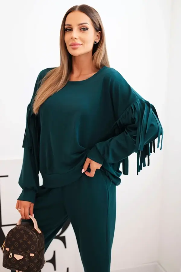 Kesi Włoski Kesi Włoski Women's butter set with fringes on the sleeves teal