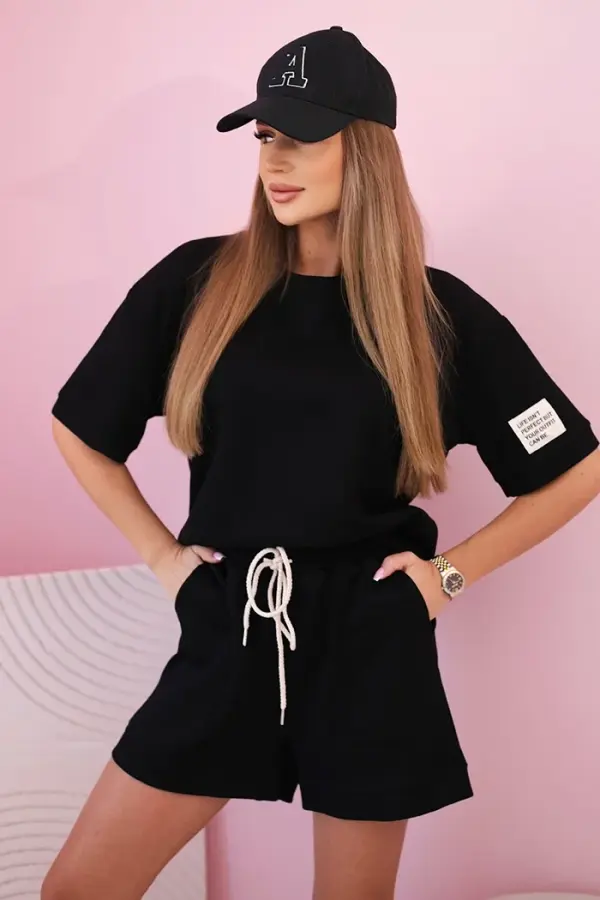 Kesi Włoski Kesi Włoski Women's butter set with high-waisted shorts black