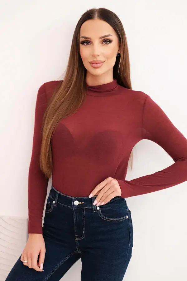 Kesi Włoski Kesi Włoski Women's cashmere turtleneck long sleeve sweater burgundy